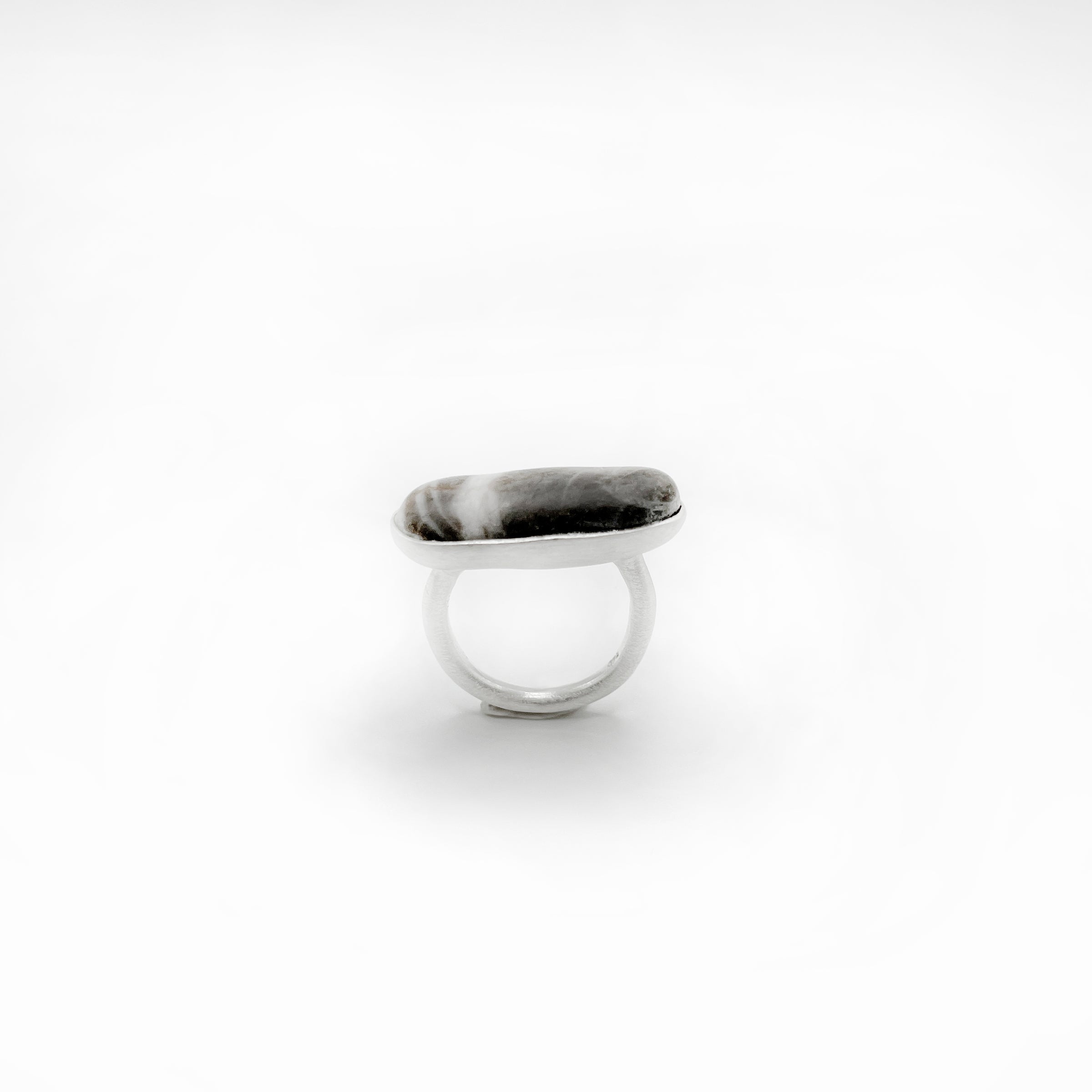 LONG PEBBLE ring - sterling silver - * unique and one of a kind *