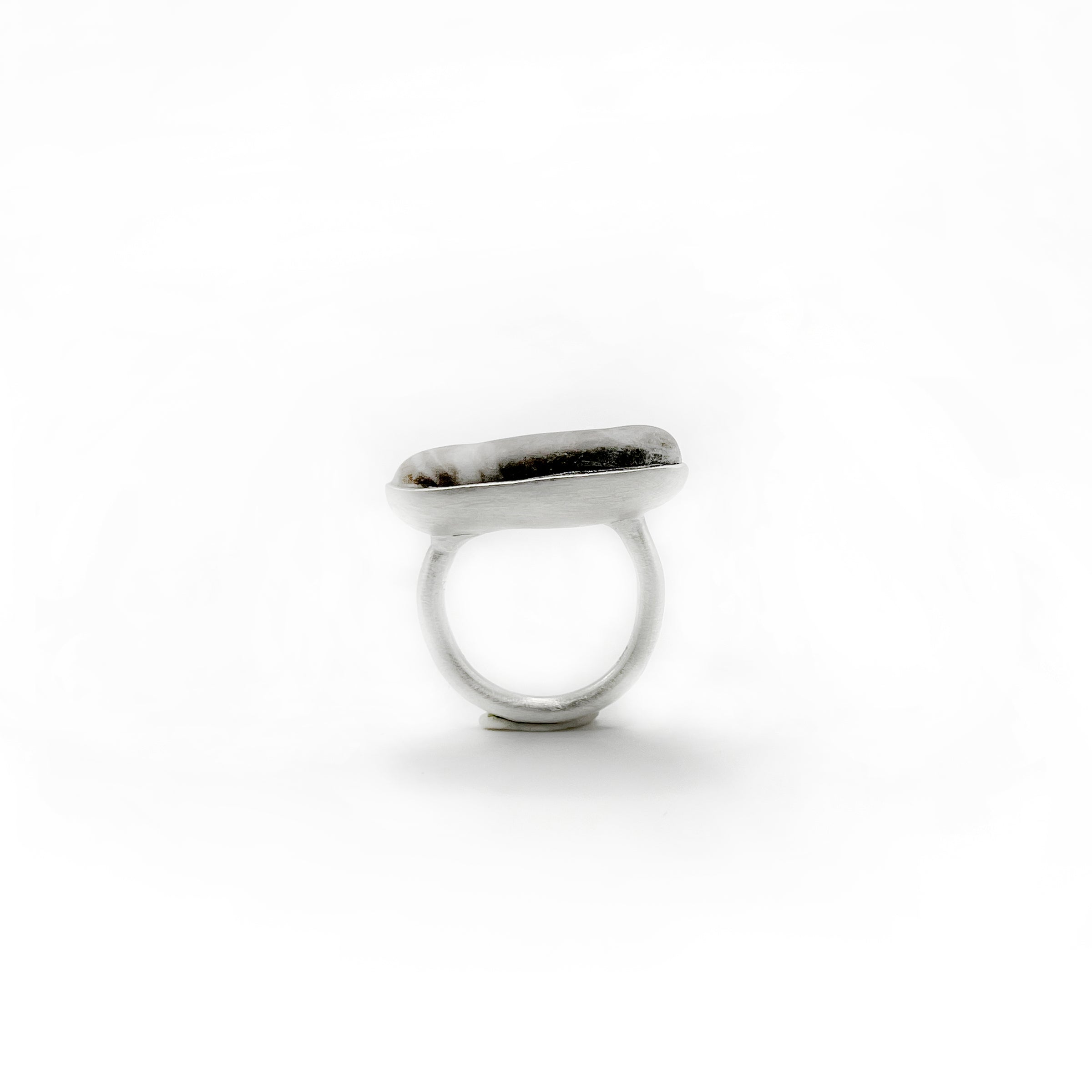 LONG PEBBLE ring - sterling silver - * unique and one of a kind *