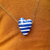 LOVE GREECE heart ceramic pendant