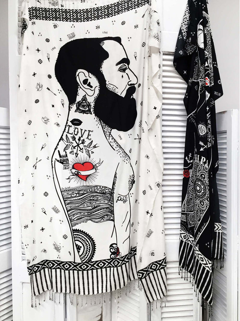 MACHO MAN WHITE pareo sarong