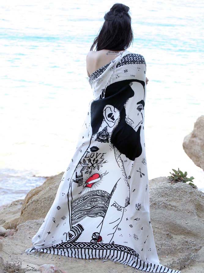 MACHO MAN WHITE pareo sarong