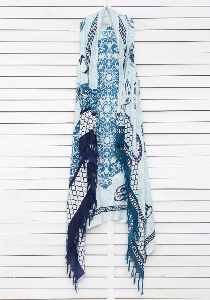 PORCELAIN BLUES pareo vest