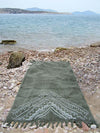 Peshtowel/towel in army stonewashed color with a grunge plain print in white colour 