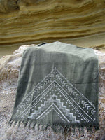 Peshtowel/towel in army stonewashed color with a grunge plain print in white colour 