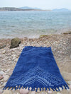 Peshtowel/towel in denim stonewashed color with a grunge plain print in white colour 