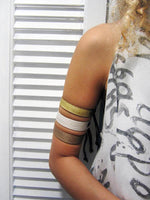 Leather bracelet with a foil herringbone tape