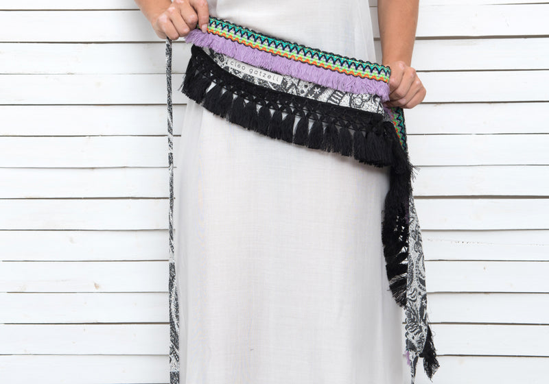 BLACK PAISLEY waist charm belt