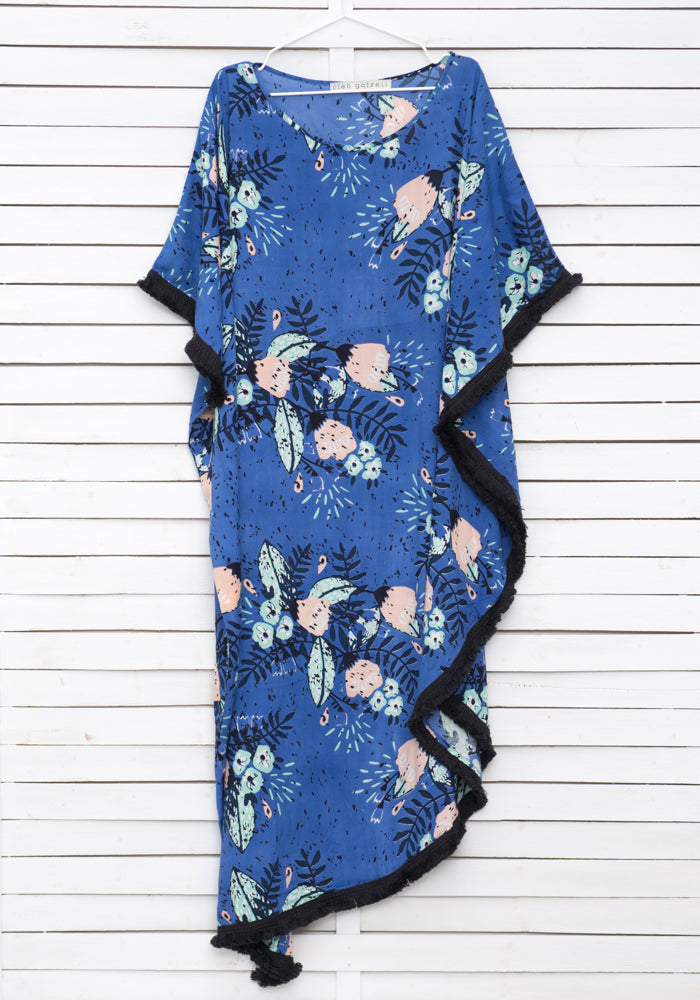 SUMMER BLOSSOM BLUE maxi caftan