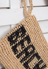 BEACH woven straw clutch