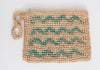 WAVES woven straw clutch