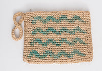 WAVES woven straw clutch
