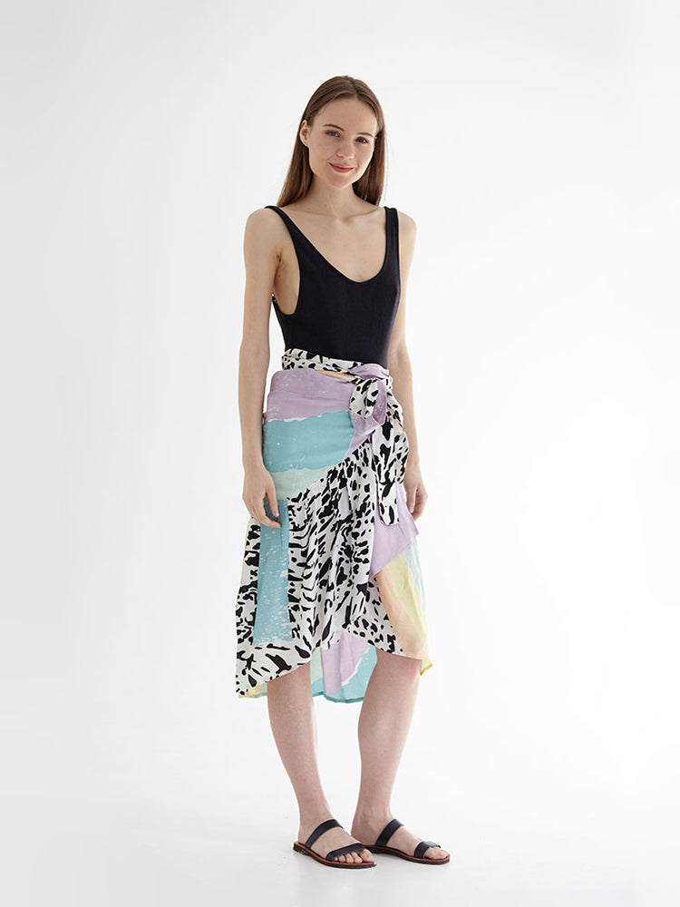 RAINBOW wrap skirt with frill