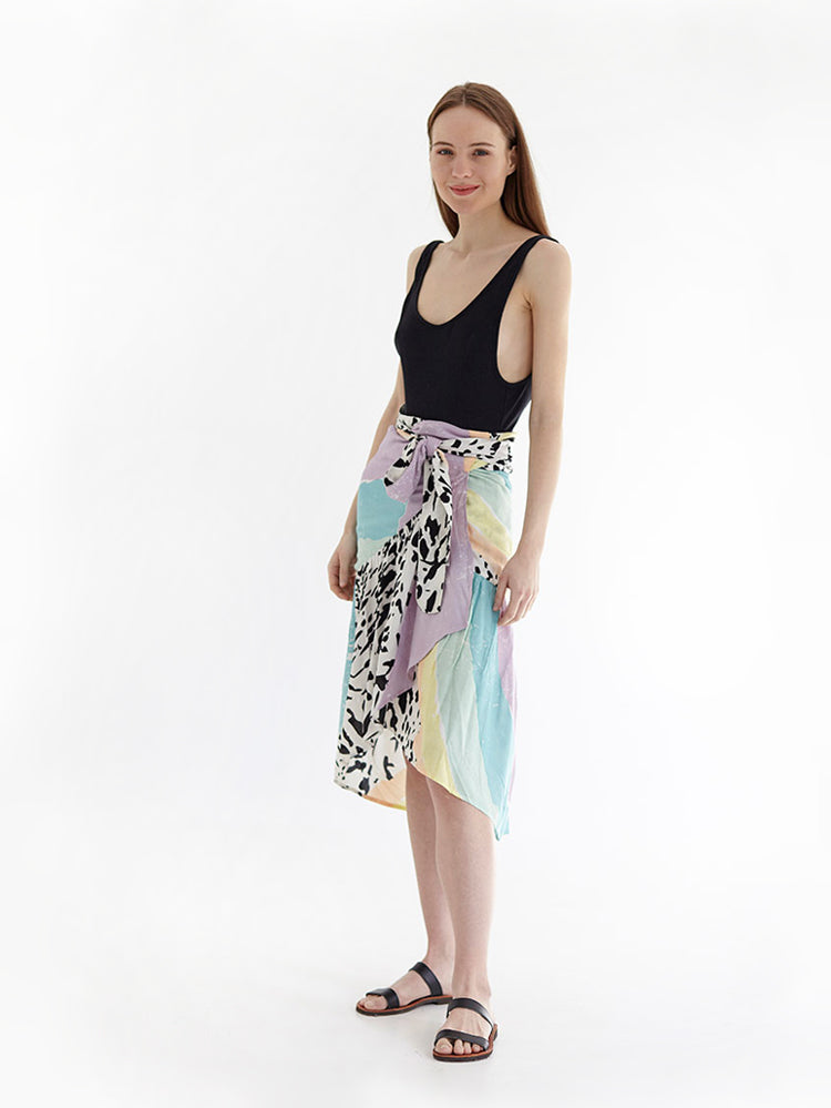 RAINBOW wrap skirt with frill