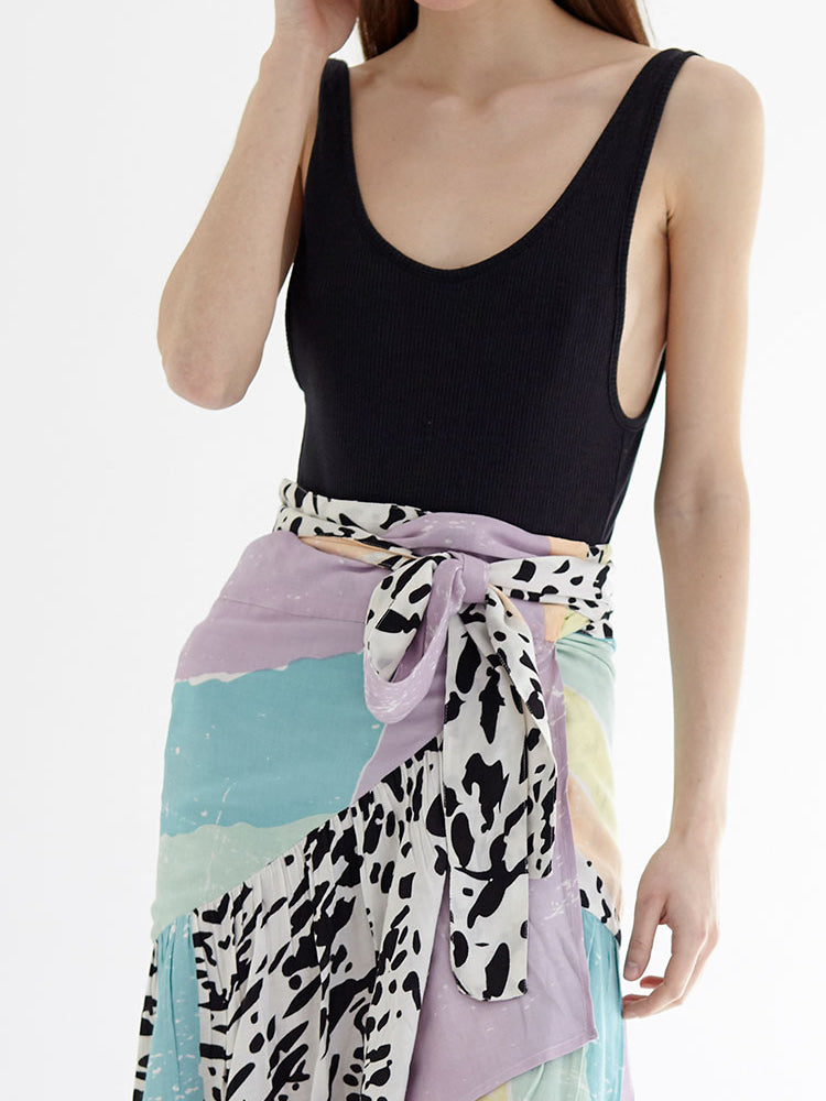 RAINBOW wrap skirt with frill