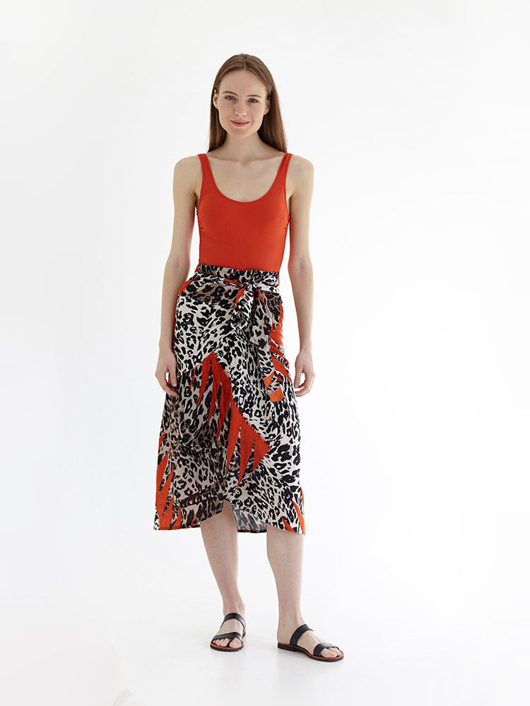 CHEETAH wrap skirt with frill