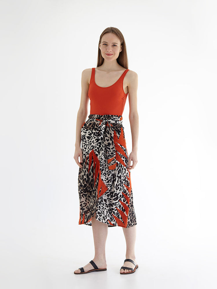 CHEETAH wrap skirt with frill