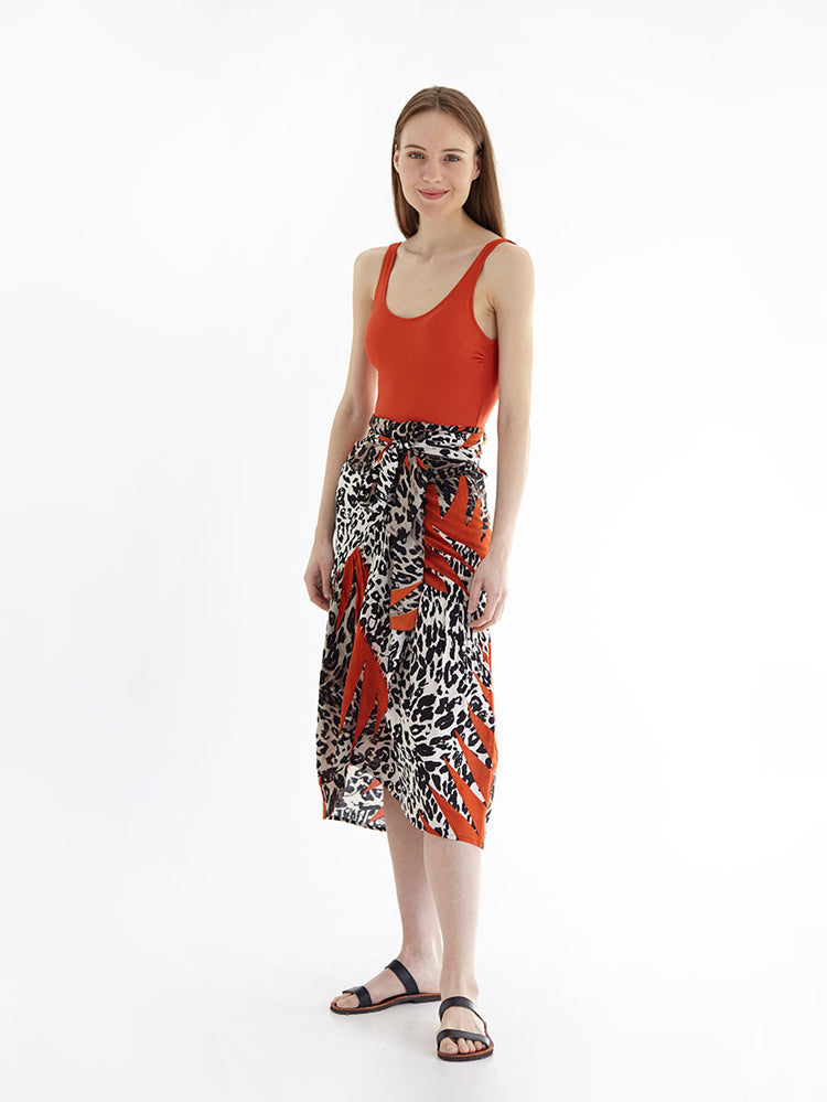 CHEETAH wrap skirt with frill