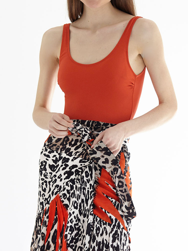 CHEETAH wrap skirt with frill