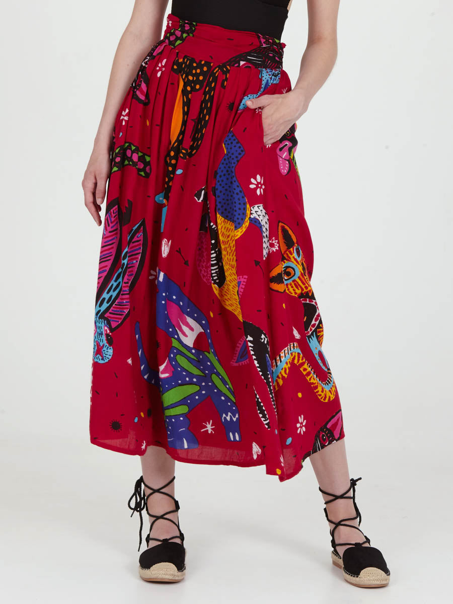 ALEBRIJES midi skirt with extra band on waist back