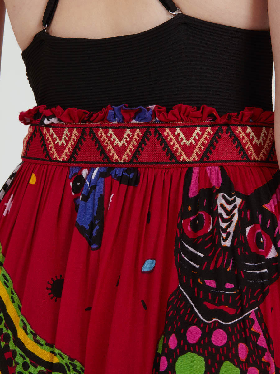 ALEBRIJES midi skirt with extra band on waist back