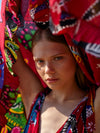 ALEBRIJES frilled D-shaped pareo