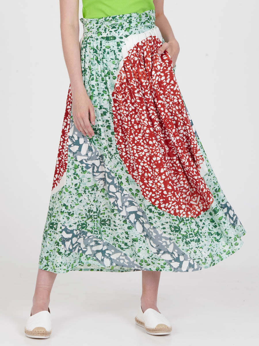 TERRAZZO midi skirt with extra band on waist back