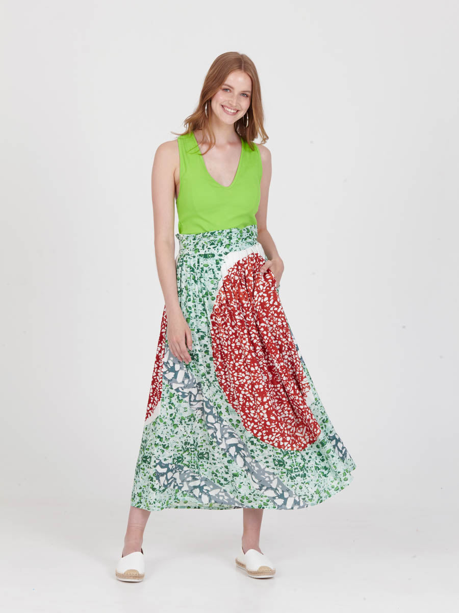 TERRAZZO midi skirt with extra band on waist back