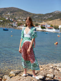 TERRAZZO midi skirt with extra band on waist back
