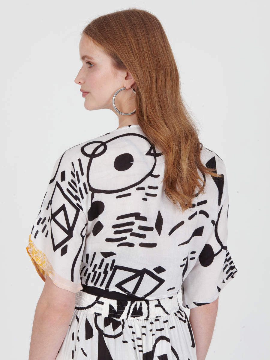 DOODLES tie front top