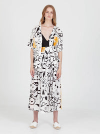DOODLES midi skirt with extra band on waist back