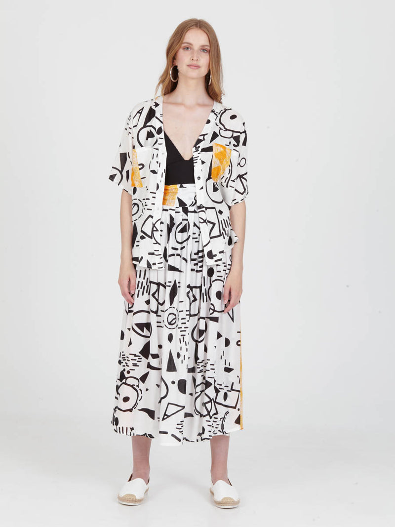 DOODLES midi skirt with extra band on waist back