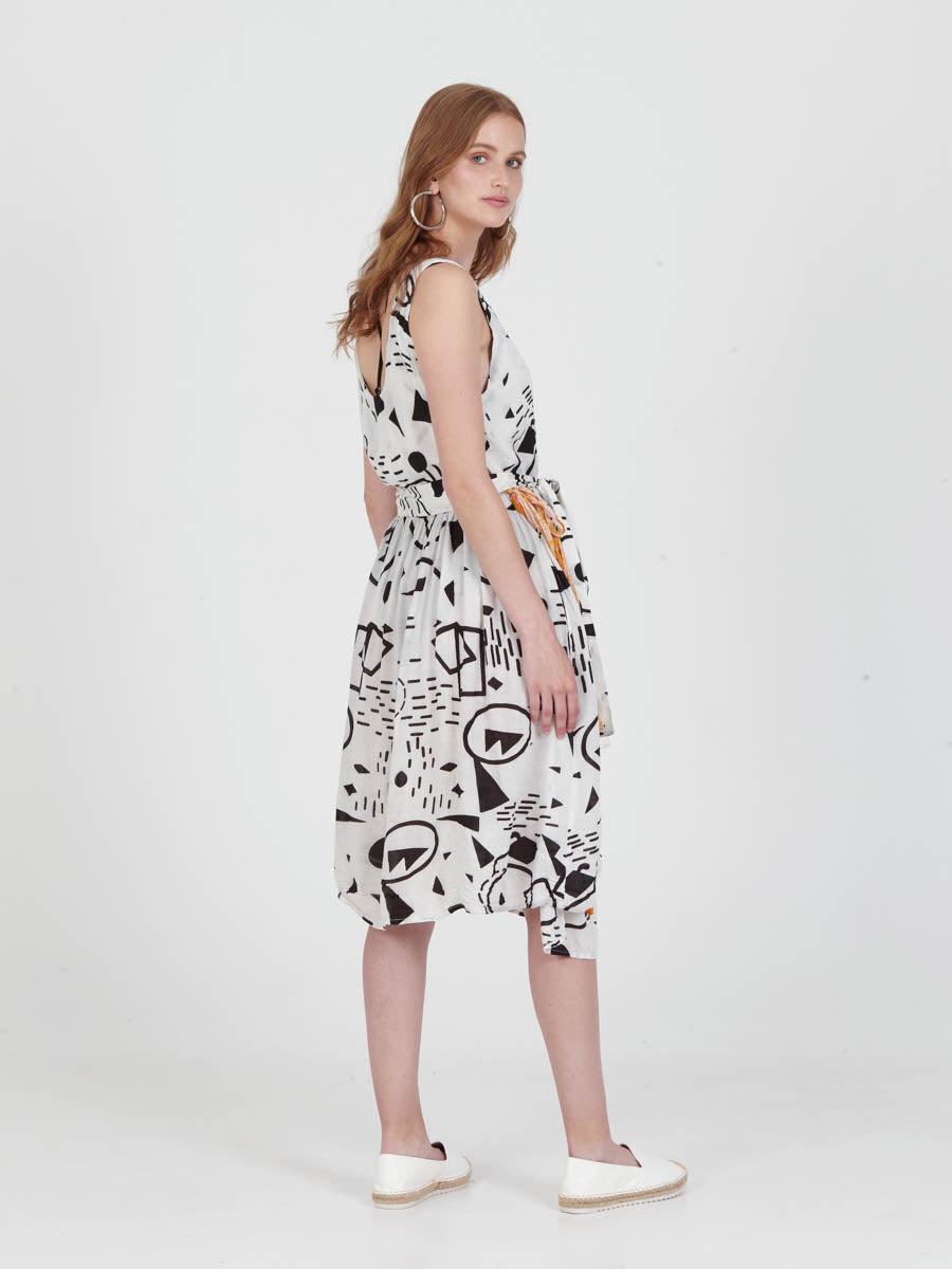 DOODLES midi wrap dress