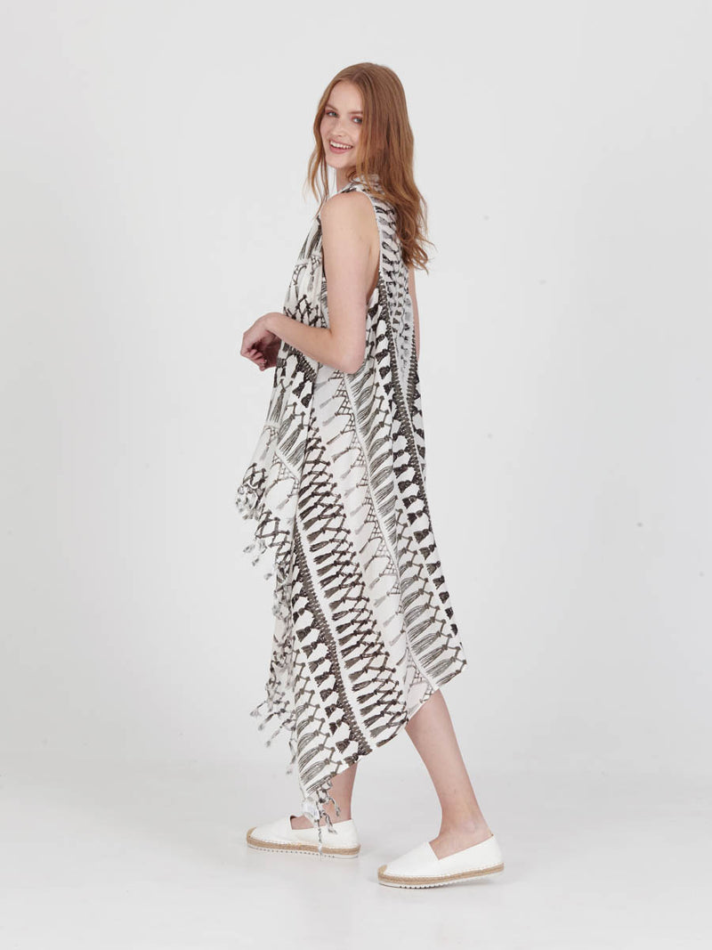 FRINGES WHITE pareo vest