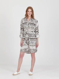 FRINGES WHITE boyfriend shirt dress