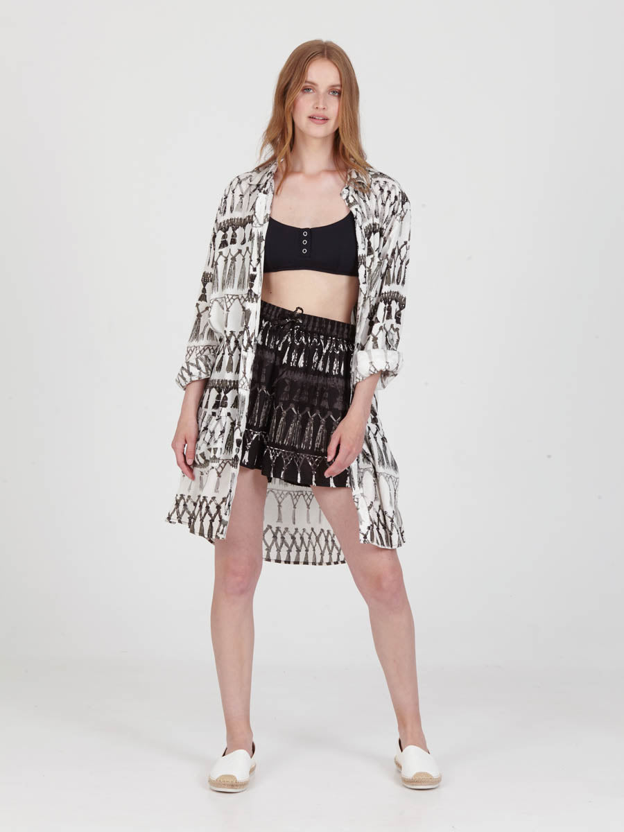 FRINGES WHITE boyfriend shirt dress