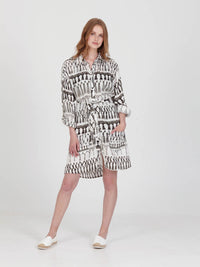 FRINGES WHITE boyfriend shirt dress