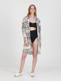 FRINGES WHITE boyfriend shirt dress
