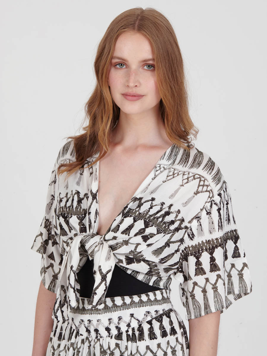 FRINGES WHITE cropped shirt