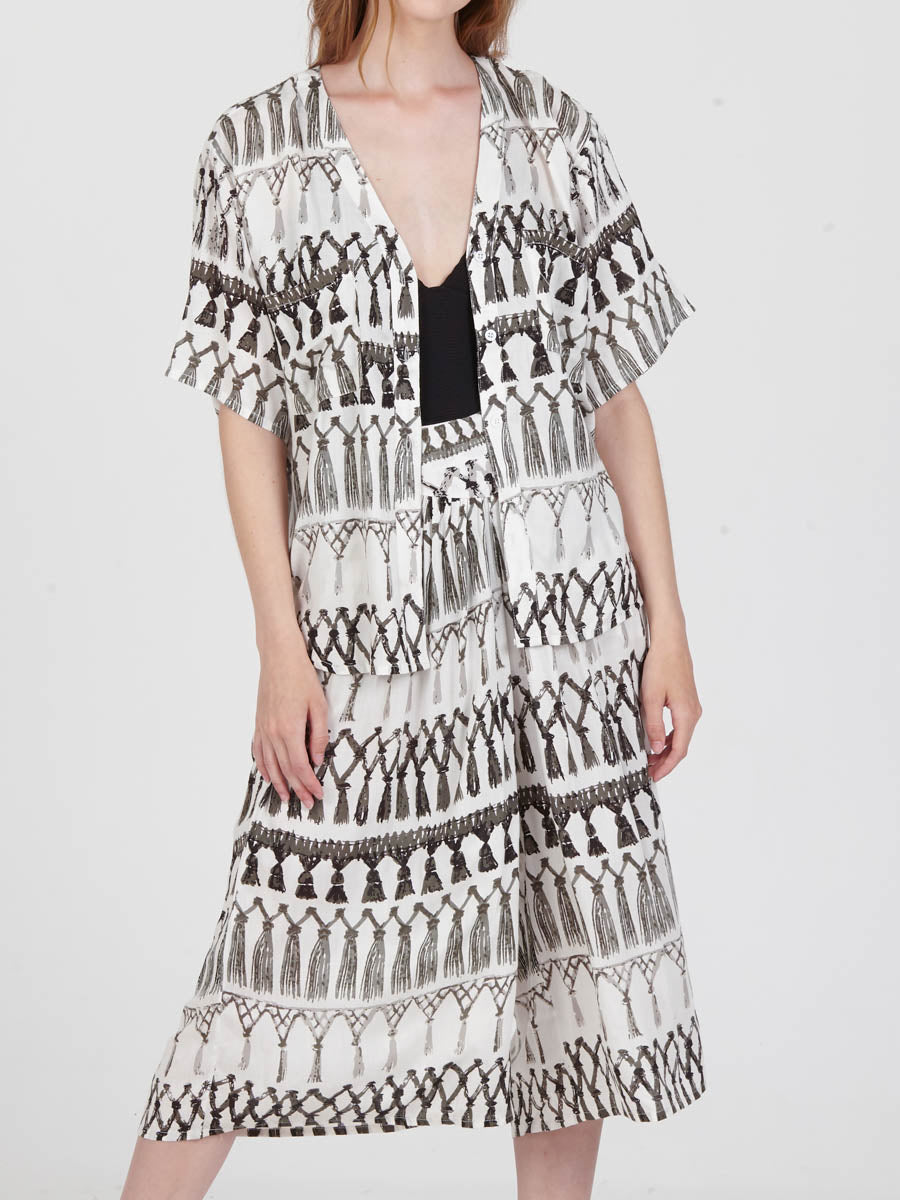 FRINGES WHITE cropped shirt