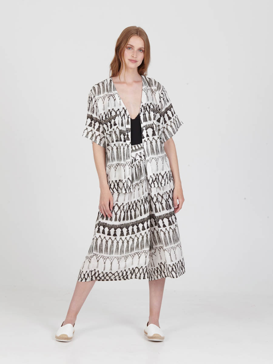 FRINGES WHITE cropped shirt