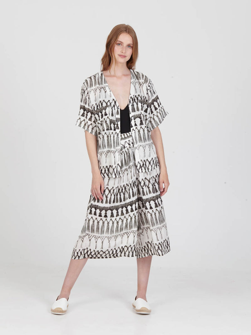 FRINGES WHITE cropped shirt