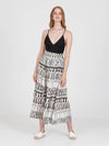 FRINGES WHITE midi skirt with extra band on waist back