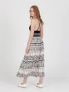 FRINGES WHITE midi skirt with extra band on waist back