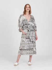 FRINGES WHITE loose shirt dress