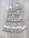 FRINGES WHITE midi wrap dress