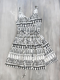 FRINGES WHITE midi wrap dress
