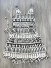 FRINGES WHITE midi wrap dress