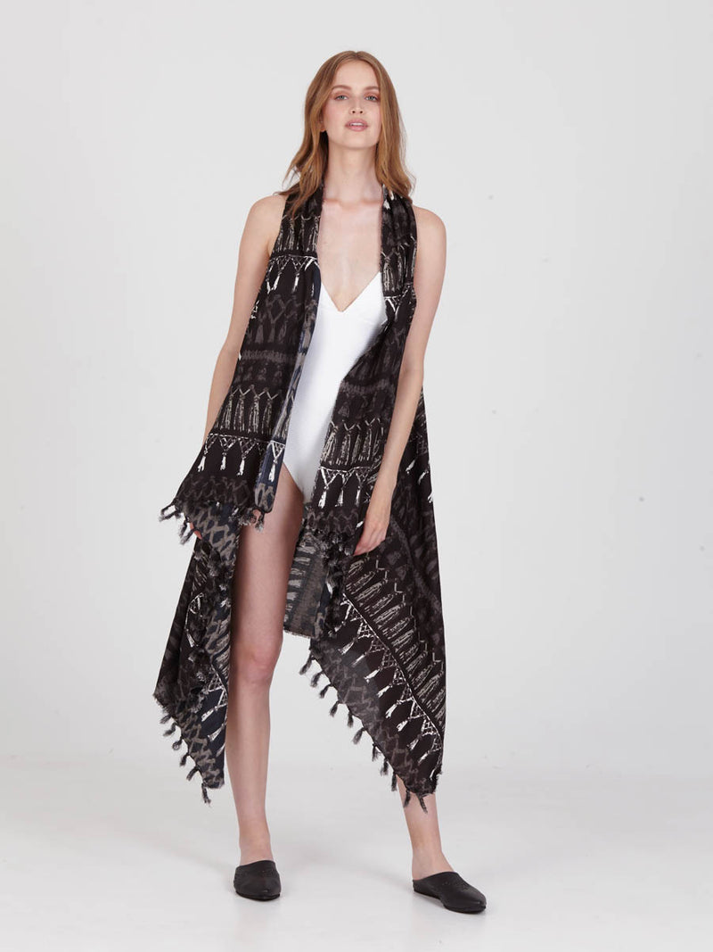 FRINGES BLACK pareo vest