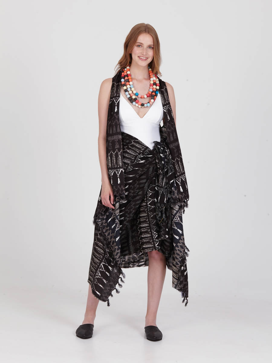 FRINGES BLACK pareo vest