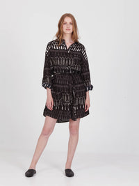 FRINGES BLACK boyfriend shirt dress